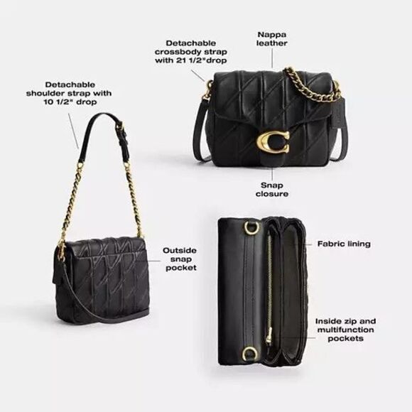 Coach Times Square Tabby Shoulder Bag 17 With Quilting NAVY CW628 - Picture 13 of 16